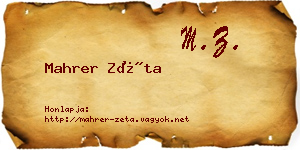 Mahrer Zéta névjegykártya